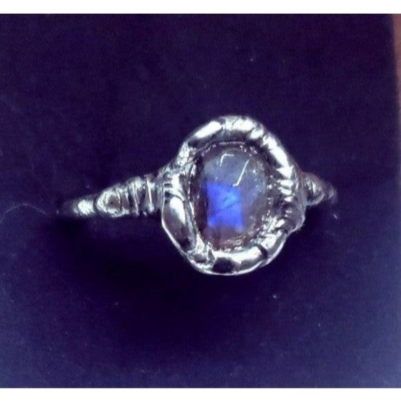 Blue faceted labradorite crystal Ring size 7 - Picture 3 of 12
